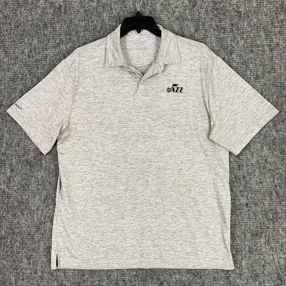 UTAH JAZZ MENS SHIRT‎ XL GRAY BLACK CLOVER POLO COLLAR PERFORMANCE GOLF STRETCH - Picture 1 of 10